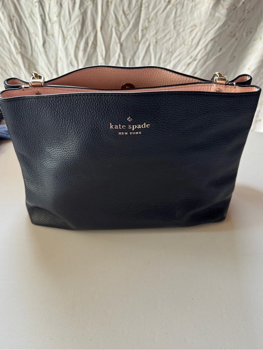 kate spade Black Shoulder Bag with Pink Interior and Gold Hardware